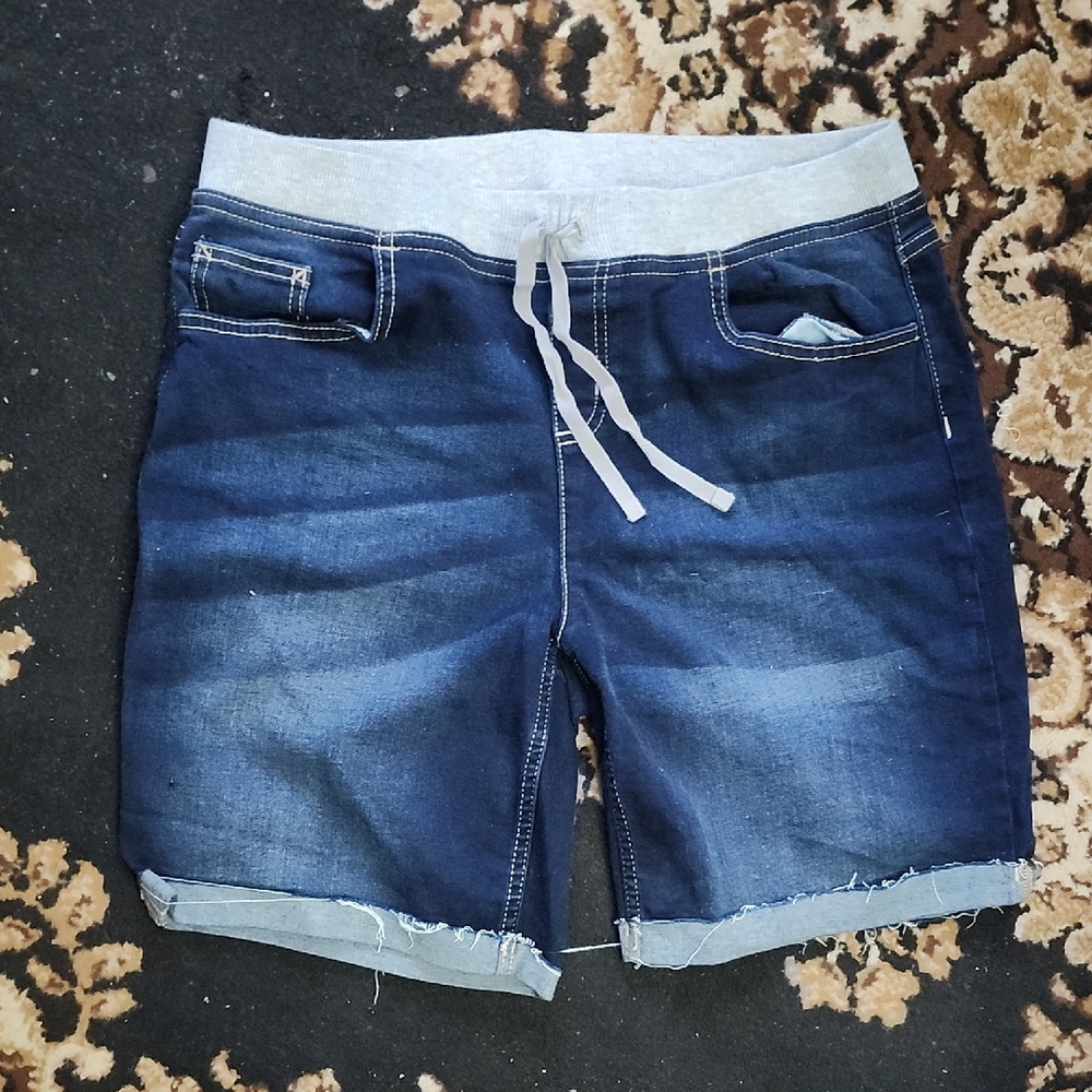 Justice Girl's Plus Dark Blue Denim Shorts; 18.5